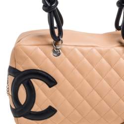 مملوكة مسبقًا Chanel Beige/Black Quilted Leather Ligne Cambon Bag