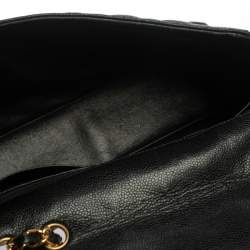 Pre Owned Chanel Black Quilted Caviar Leather Jumbo Classic Single Flap Bag