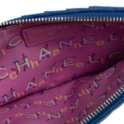 Pre Owned Chanel Blue Leather CC Logo Continental Wallet