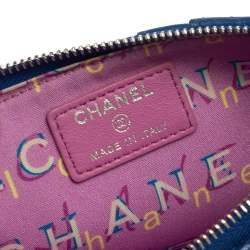 Pre Owned Chanel Blue Leather CC Logo Continental Wallet