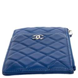 Pre Owned Chanel Blue Leather CC Logo Continental Wallet