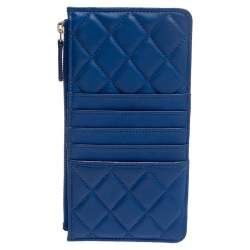 Pre Owned Chanel Blue Leather CC Logo Continental Wallet