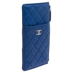 Pre Owned Chanel Blue Leather CC Logo Continental Wallet