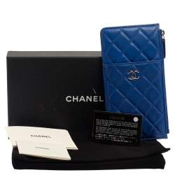 Pre Owned Chanel Blue Leather CC Logo Continental Wallet