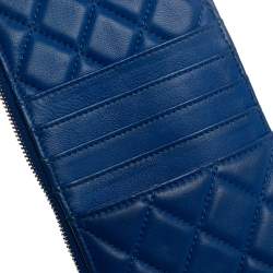 Pre Owned Chanel Blue Leather CC Logo Continental Wallet
