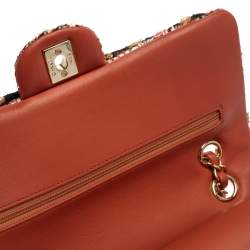 Pre Owned Chanel Multicolor Quilted Tweed Medium Classic Double Flap Shoulder Bag