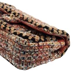 Pre Owned Chanel Multicolor Quilted Tweed Medium Classic Double Flap Shoulder Bag