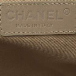 Pre Owned Chanel Cream Python and Canvas CC Flap Hobo