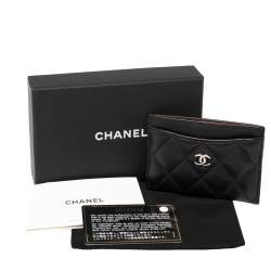 Pre Owned حافظة بطاقات شانيل مزينة بشعار الماركة سي سي جلد كافيار مبطن أسود