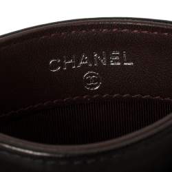 Pre Owned حافظة بطاقات شانيل مزينة بشعار الماركة سي سي جلد كافيار مبطن أسود