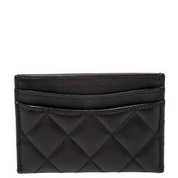 Pre Owned حافظة بطاقات شانيل مزينة بشعار الماركة سي سي جلد كافيار مبطن أسود