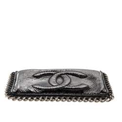 Pre Owned Chanel Black Patent Leather CC Chain Around Card Case