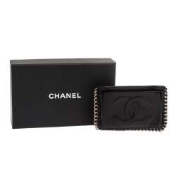 Pre Owned Chanel Black Patent Leather CC Chain Around Card Case