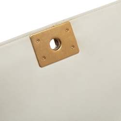 مملوكة مسبقًا Chanel White Leather Medium Boy Braided Flap Bag