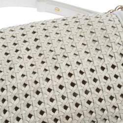 مملوكة مسبقًا Chanel White Leather Medium Boy Braided Flap Bag