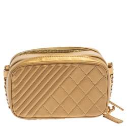 مملوكة مسبقًا Chanel Gold Quilted Leather Coco Boy Camera Case Bag
