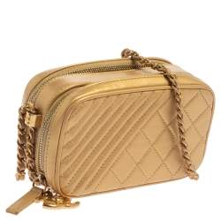 مملوكة مسبقًا Chanel Gold Quilted Leather Coco Boy Camera Case Bag