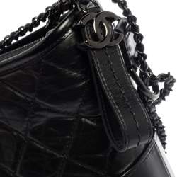 Pre Owned Chanel Black Aged Quilted Leather Small Gabrielle Bag