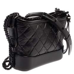 Pre Owned Chanel Black Aged Quilted Leather Small Gabrielle Bag