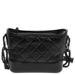 Pre Owned Chanel Black Aged Quilted Leather Small Gabrielle Bag