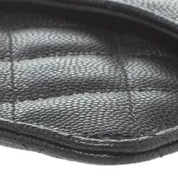 Pre Owned Chanel Black Caviar Leather Classic Flat Wallet Pouch