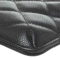 Pre Owned Chanel Black Caviar Leather Classic Flat Wallet Pouch