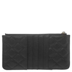 Pre Owned Chanel Black Caviar Leather Classic Flat Wallet Pouch