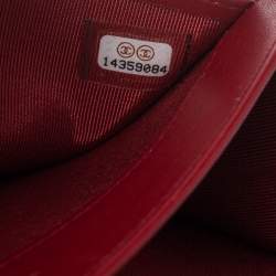 Pre Owned Chanel Red Quilted Patent Leather CC Brilliant Wallet