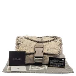 Pre Owned Chanel Grey Lapin Fur and Fabric Orylag Bag