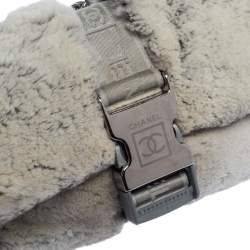 Pre Owned Chanel Grey Lapin Fur and Fabric Orylag Bag