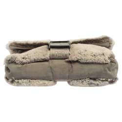 Pre Owned Chanel Grey Lapin Fur and Fabric Orylag Bag