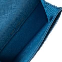 مملوكة مسبقًا Chanel Light Blue Quilted Leather Classic Flap Compact Wallet