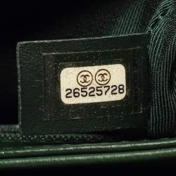 Pre Owned Chanel Green Chevron Quilted Leather Covered CC Flap Bag