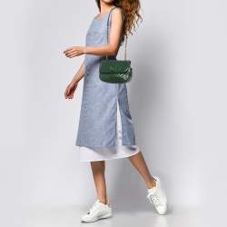 Pre Owned Chanel Green Chevron Quilted Leather Covered CC Flap Bag