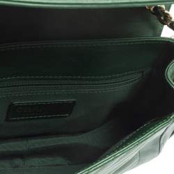 Pre Owned Chanel Green Chevron Quilted Leather Covered CC Flap Bag