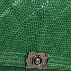 Chanel Green Lizard Boy Wallet on Chain