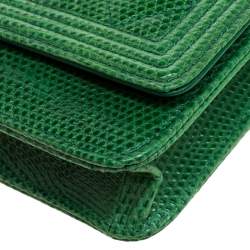 Chanel Green Lizard Boy Wallet on Chain
