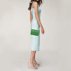 Chanel Green Lizard Boy Wallet on Chain