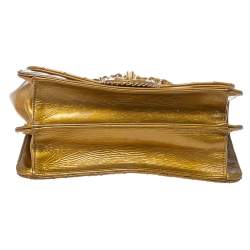 مملوكة مسبقًا Chanel Gold Quilted Patent Leather Medium Madison Flap Bag