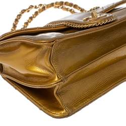 مملوكة مسبقًا Chanel Gold Quilted Patent Leather Medium Madison Flap Bag