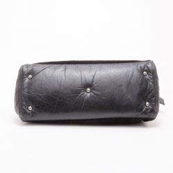 Chanel Black Leather and Fur Satchel