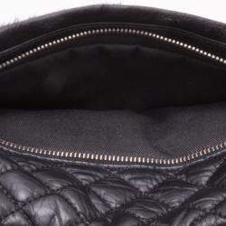 Chanel Black Leather and Fur Satchel