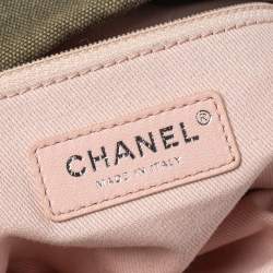Pre Owned Chanel Green Canvas Sequins Cubano Trip Bag