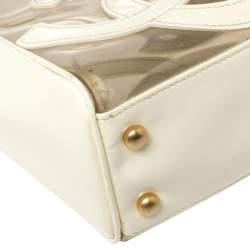 Pre Owned حقيبة يد شانيل CC تريبل متوسطة جلد لامعة و PVC وردية فاتحة