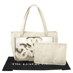 Pre Owned حقيبة يد شانيل CC تريبل متوسطة جلد لامعة و PVC وردية فاتحة