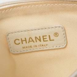 Pre Owned حقيبة يد شانيل CC تريبل متوسطة جلد لامعة و PVC وردية فاتحة