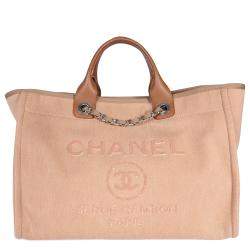 Chanel Canvas Large Deauville Tote Ivory Beige Nude Handles – Coco Approved  Studio