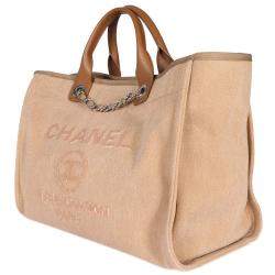 مملوكة مسبقًا Chanel Beige Canvas Deauville Large Tote Bag