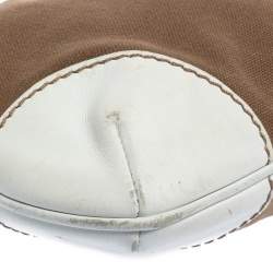 Pre Owned حقيبة شانيل باغيت كانفاس وجلد سي سي أبيض/ كاكي بسلسلة