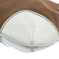 Pre Owned حقيبة شانيل باغيت كانفاس وجلد سي سي أبيض/ كاكي بسلسلة